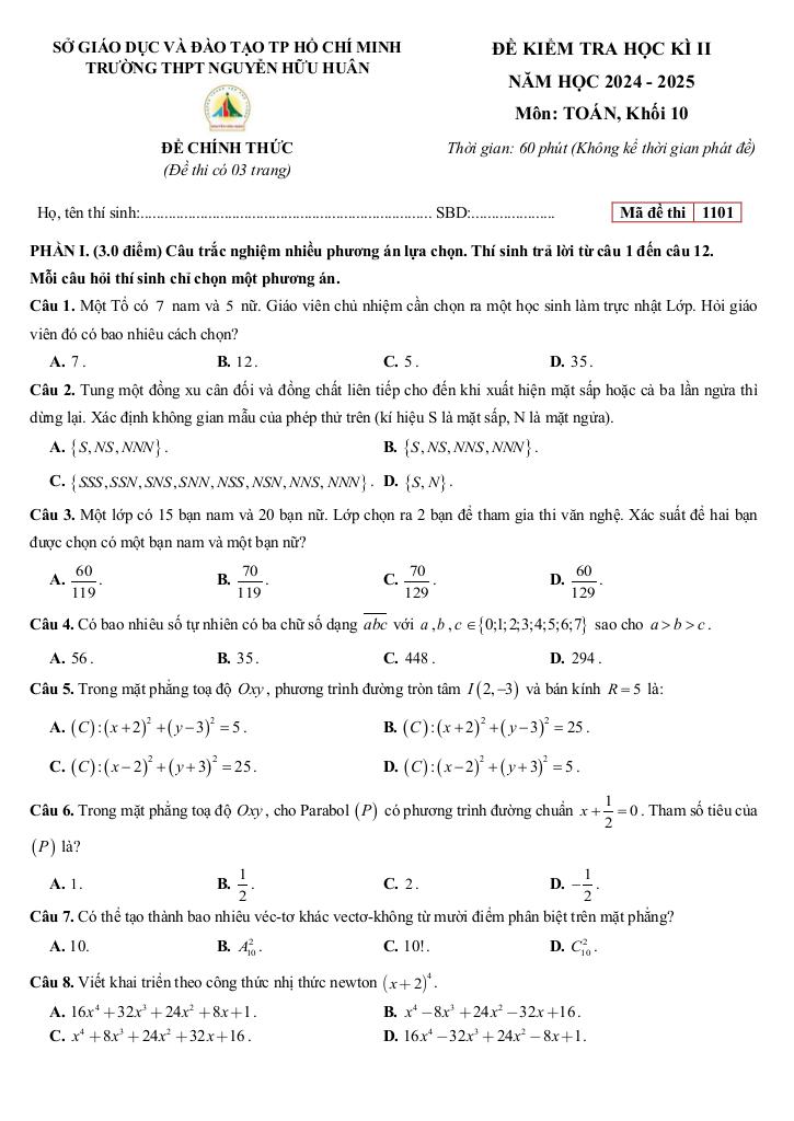 Gi i To n H c K 2 To n 10 N m 2024 2025 Tr ng Thpt Nguy n H u Gi i To n H c K 2 To n 10 N m 2024 2025 Tr ng Thpt Nguy n H u
