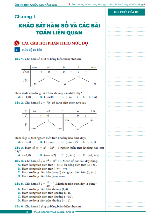 245 bài tập tổng ôn khảo sát hàm số và các bài toán liên quan có đáp án