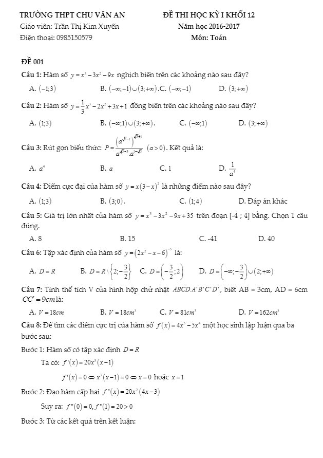 60 đề ôn thi hki toán 12 – nhóm toán