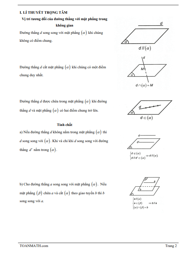 bài giảng đường thẳng song song với mặt phẳng