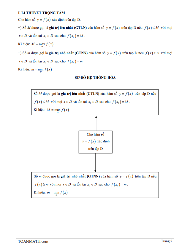 bài giảng giá trị lớn nhất và giá trị nhỏ nhất của hàm số