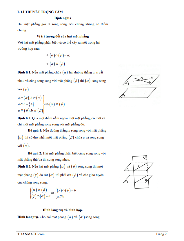 bài giảng hai mặt phẳng song song