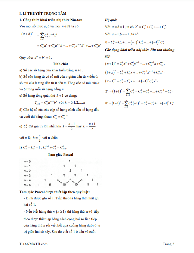 bài giảng nhị thức niu-tơn