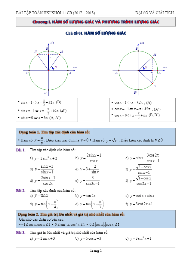 bài tập đại số và giải tích 11 cơ bản học kỳ i – phùng hoàng em