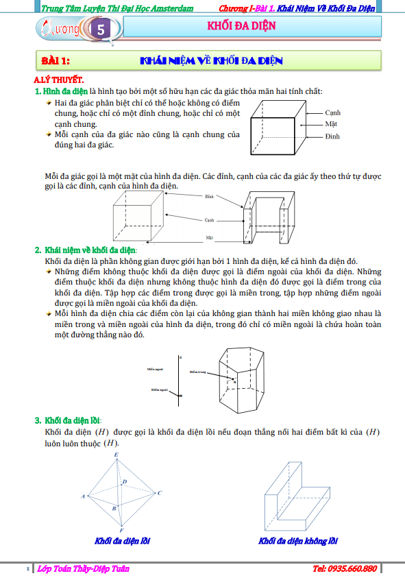bài tập khối đa diện và thể tích khối đa diện – diệp tuân