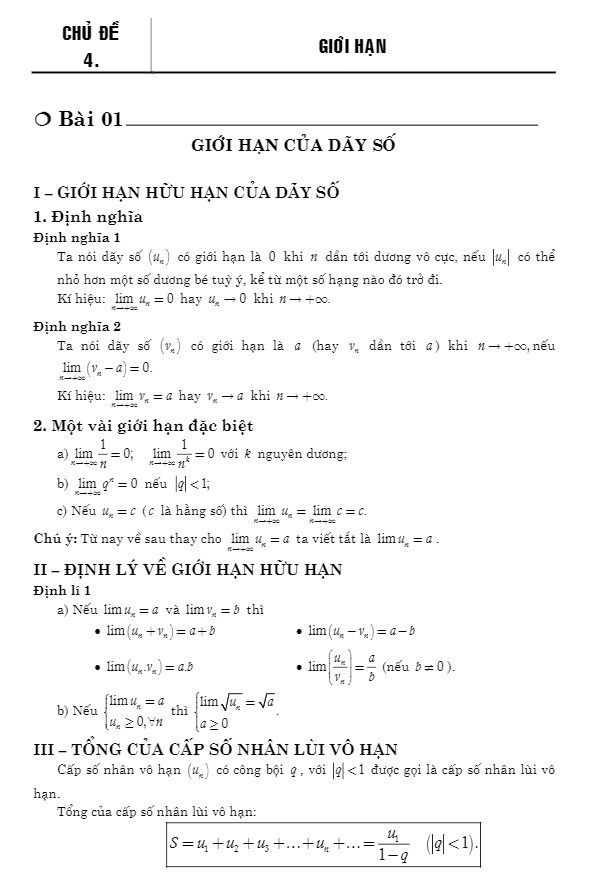 bài tập trắc nghiệm giới hạn có lời giải chi tiết – nguyễn phú khánh, huỳnh đức khánh