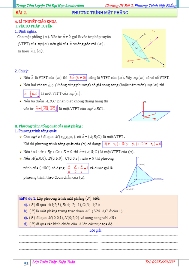 bài toán phương trình mặt phẳng – diệp tuân