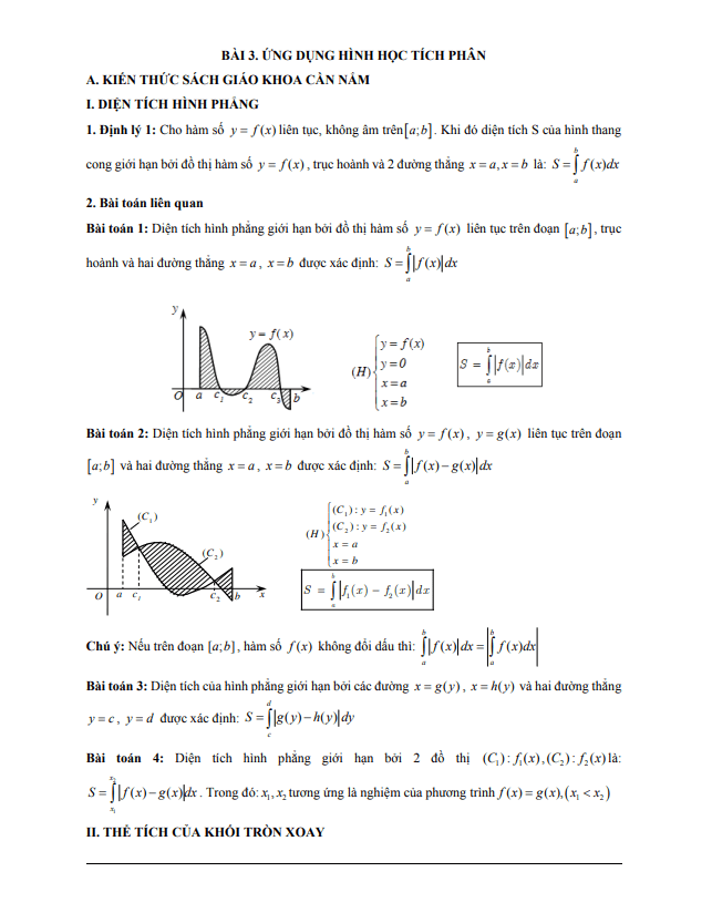 các dạng bài tập vdc ứng dụng của tích phân