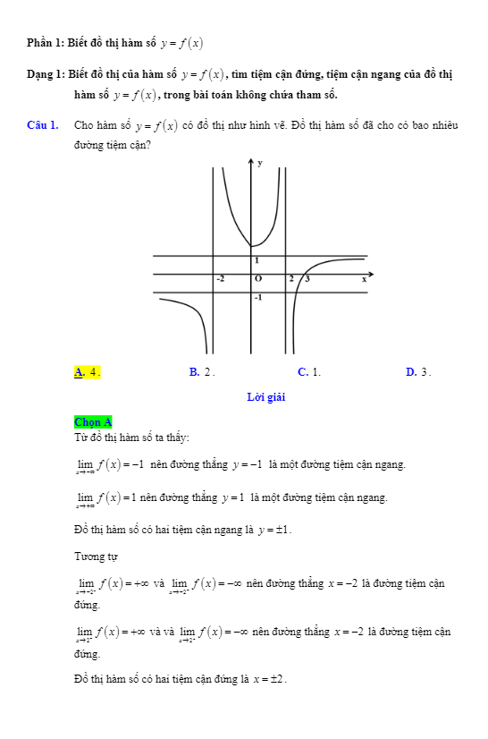 các dạng toán về hàm ẩn liên quan đến tiệm cận của hàm số