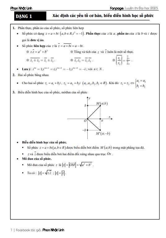 chủ đề số phức ôn thi tốt nghiệp thpt môn toán