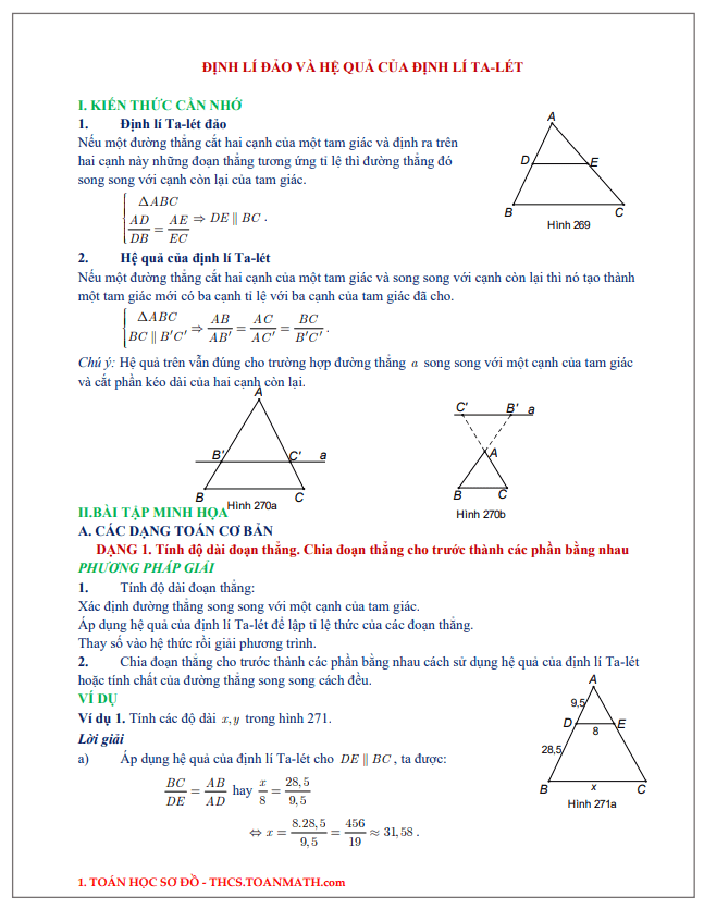chuyên đề định lí đảo và hệ quả của định lí ta-lét