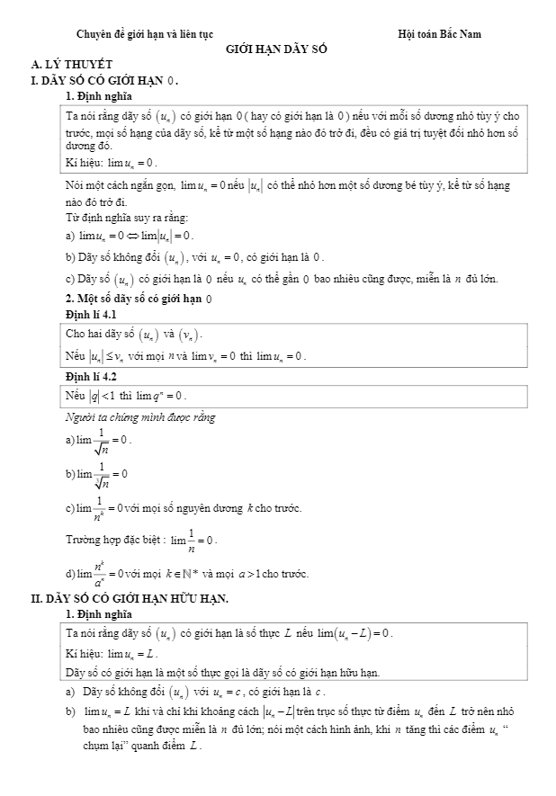 chuyên đề giới hạn dãy số, giới hạn hàm số và hàm số liên tục