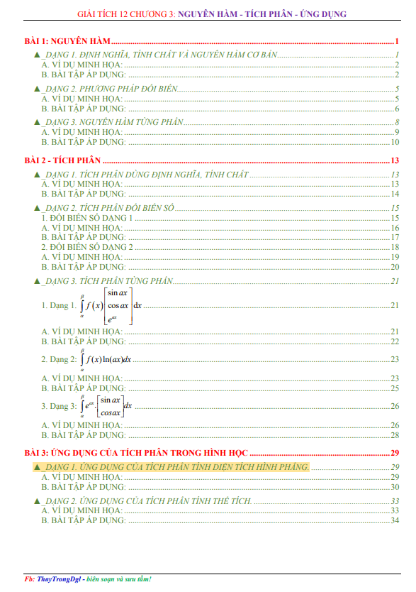 chuyên đề nguyên hàm, tích phân và ứng dụng – nguyễn trọng
