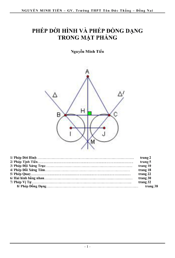 chuyên đề phép dời hình và phép đồng dạng trong mặt phẳng – nguyễn minh tiến