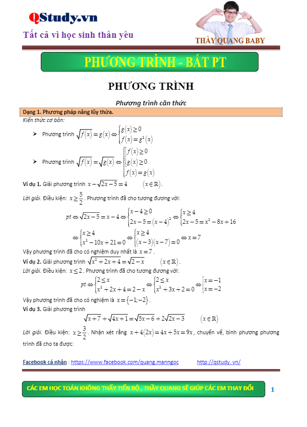 chuyên đề phương trình và bất phương trình – mẫn ngọc quang