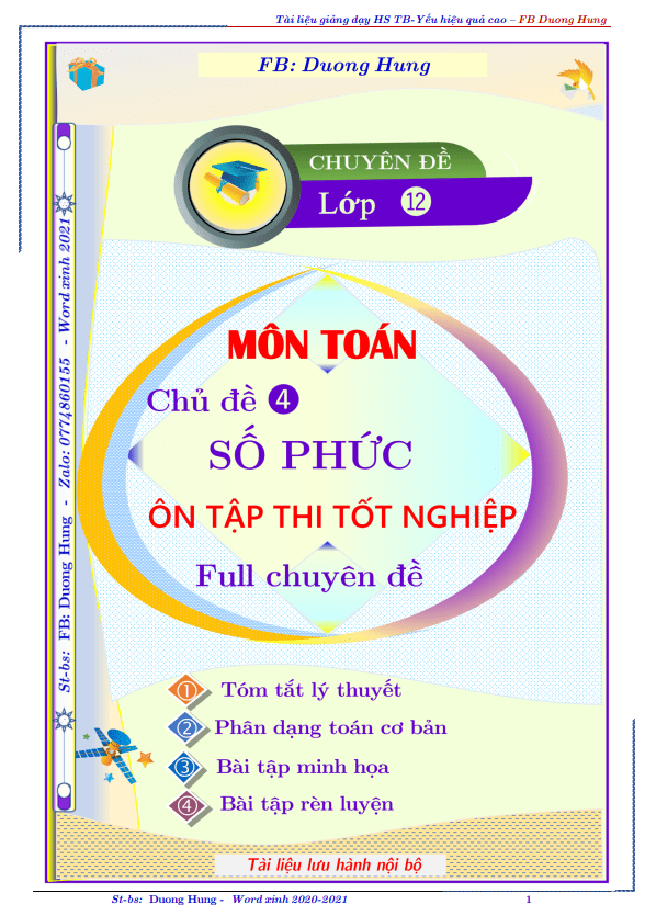 chuyên đề số phức dành cho học sinh trung bình – yếu – dương minh hùng