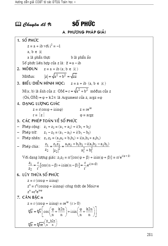 chuyên đề số phức – trung tâm ltđh vĩnh viễn