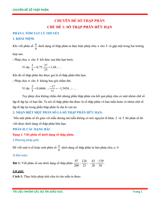 chuyên đề số thập phân ôn thi học sinh giỏi toán 6