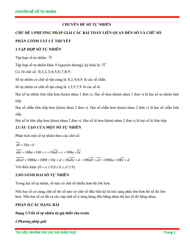 chuyên đề số tự nhiên ôn thi học sinh giỏi toán 6