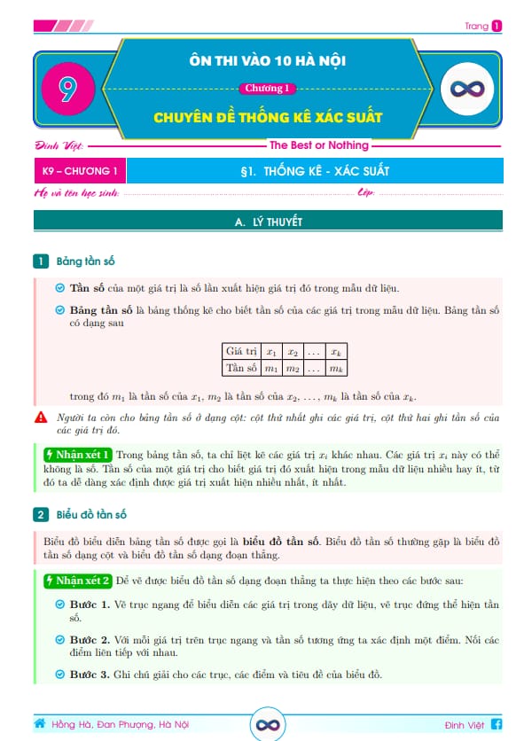 chuyên đề thống kê và xác suất ôn thi tuyển sinh vào lớp 10 môn toán