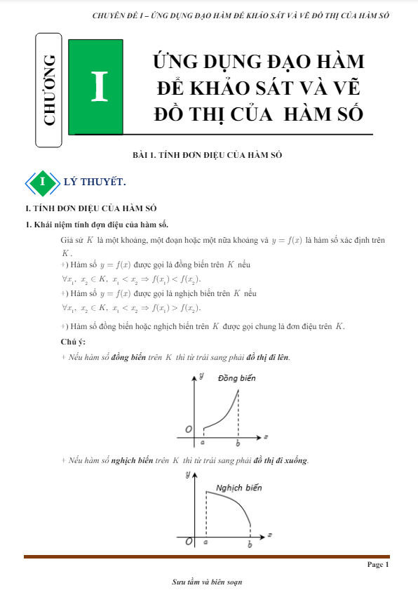 chuyên đề tính đơn điệu và cực trị của hàm số từ cơ bản đến nâng cao