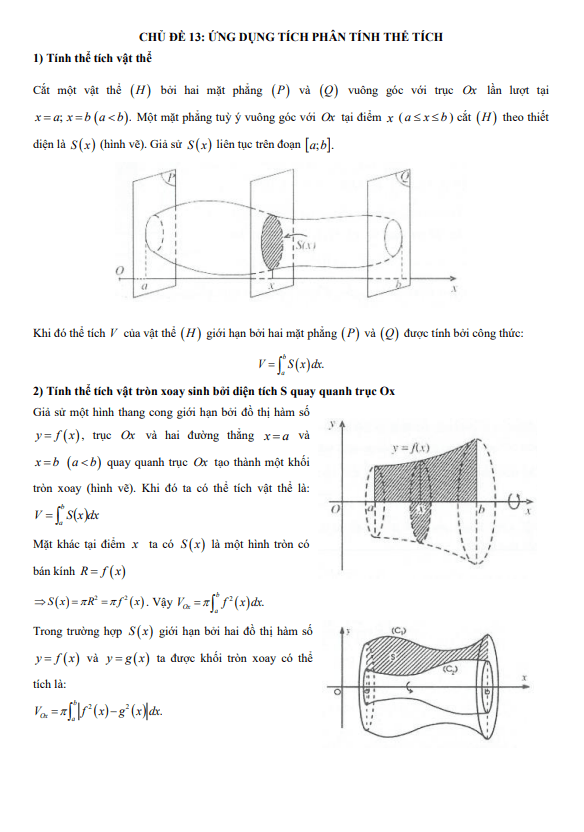 chuyên đề trắc nghiệm ứng dụng tích phân tính thể tích
