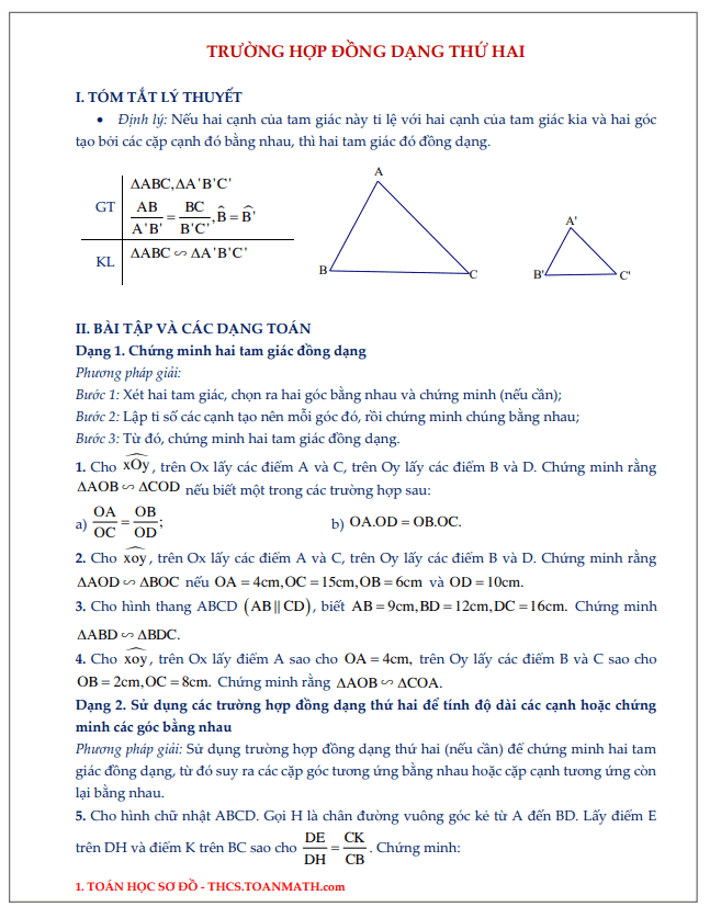 chuyên đề trường hợp đồng dạng thứ hai