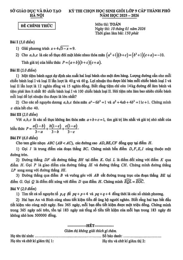 đề chọn học sinh giỏi toán 9 năm 2025 – 2026 sở gd&đt hà nội