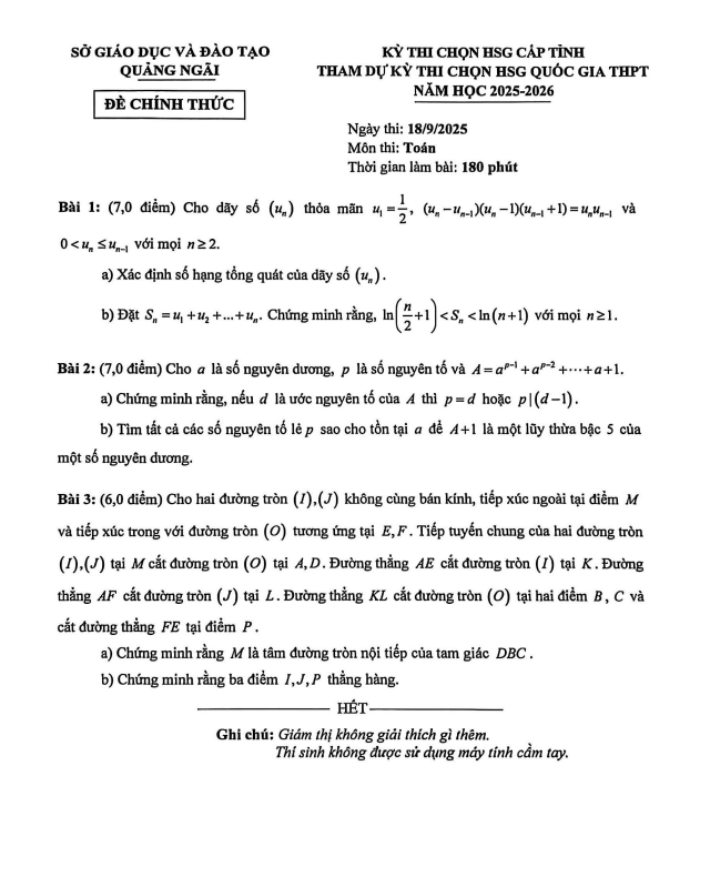 đề chọn hsg tỉnh dự thi qg môn toán thpt năm 2025 – 2026 sở gd&đt quảng ngãi