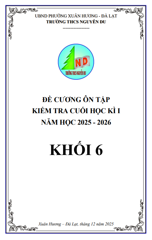 đề cương cuối học kì 1 toán 6 năm 2025 – 2026 trường thcs nguyễn du – lâm đồng