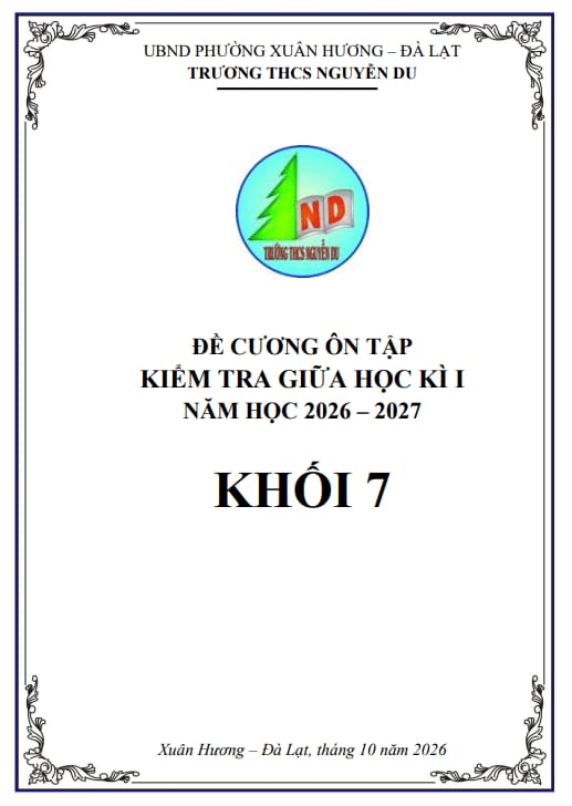 đề cương giữa học kì 1 toán 7 năm 2026 – 2027 trường thcs nguyễn du – lâm đồng