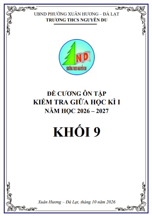 đề cương giữa học kì 1 toán 9 năm 2026 – 2027 trường thcs nguyễn du – lâm đồng