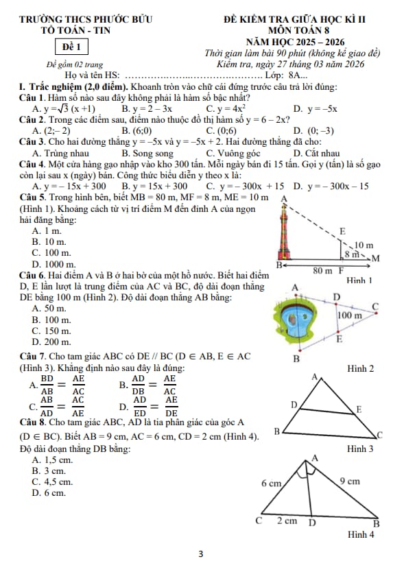 đề giữa học kì 2 toán 8 năm 2025 – 2026 trường thcs phước bửu – tp hcm
