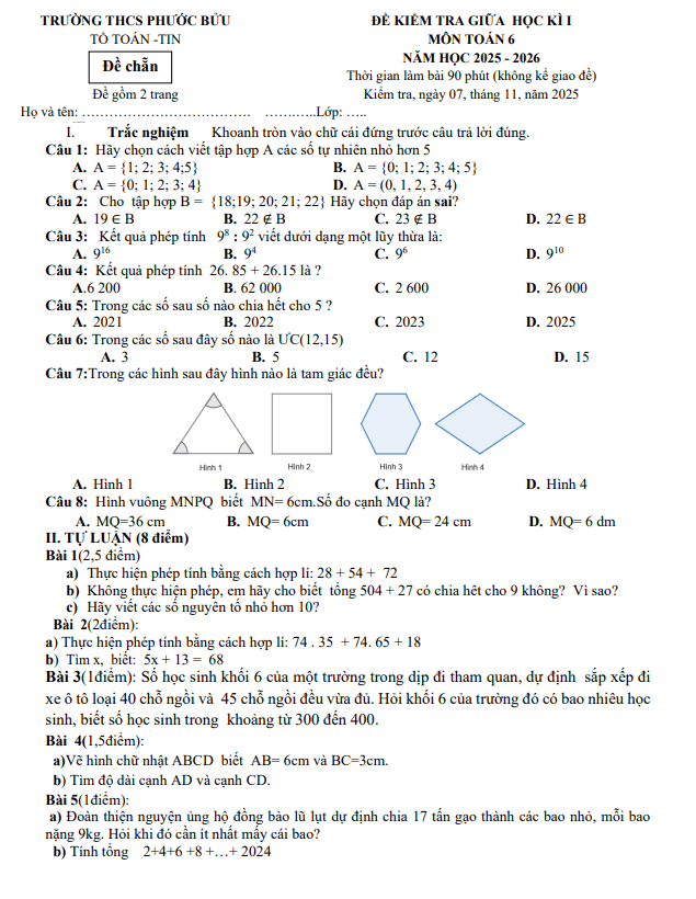 đề giữa học kỳ 1 toán 6 năm 2025 – 2026 trường thcs phước bửu – tp hcm