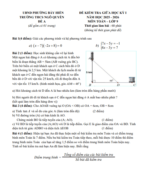 đề giữa học kỳ 1 toán 9 năm 2025 – 2026 trường thcs ngô quyền – tp hcm