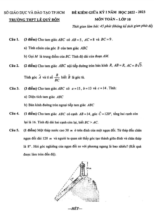 đề giữa kỳ 1 toán 10 năm 2022 – 2023 trường thpt lê quý đôn – tp hcm