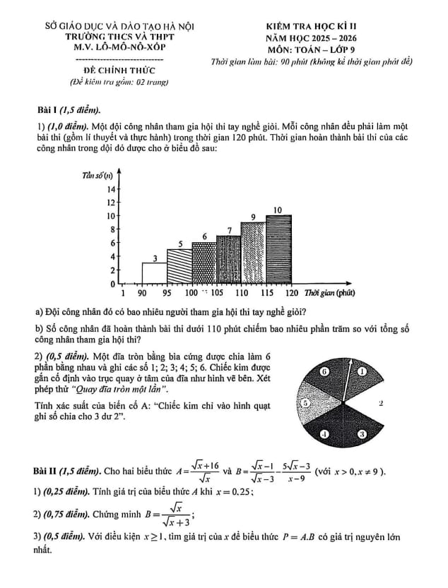 đề học kì 2 toán 9 năm 2025 – 2026 trường m.v. lômônôxốp – hà nội