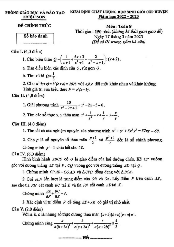 đề kiểm định hsg toán 8 năm 2022 – 2023 phòng gd&đt triệu sơn – thanh hóa