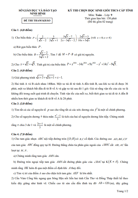 đề tham khảo chọn hsg tỉnh toán 9 năm 2025 – 2026 sở gd&đt ninh bình