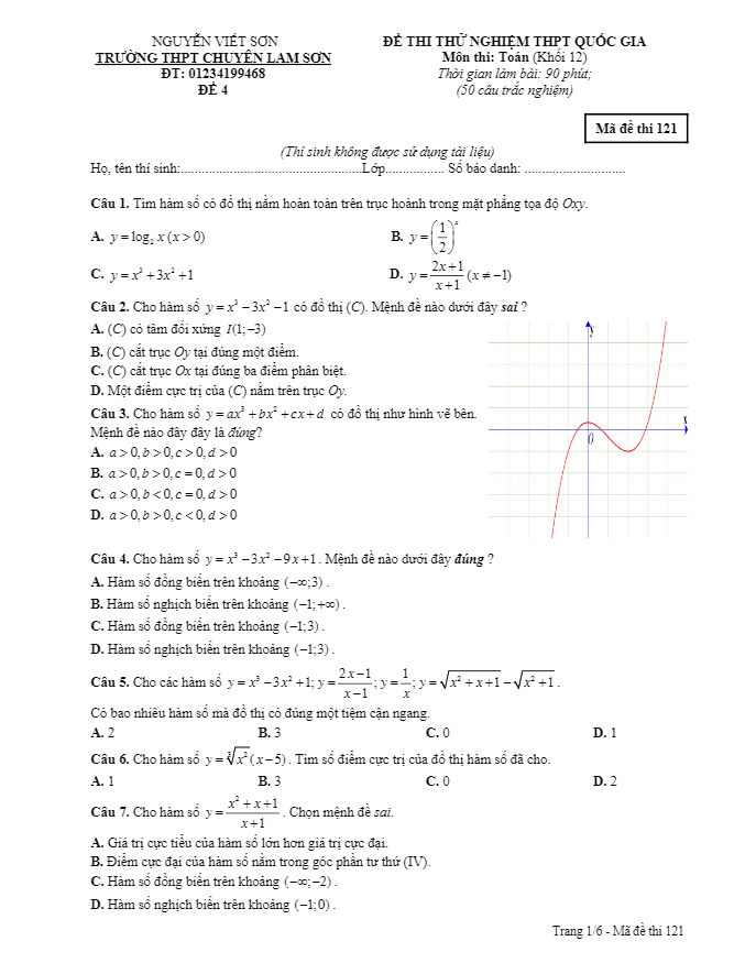 đề thi thử thpt quốc gia 2017 môn toán – nguyễn viết sơn (đề 4)