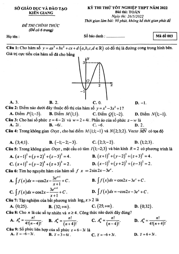 đề thi thử tốt nghiệp thpt năm 2022 môn toán sở gd&đt kiên giang