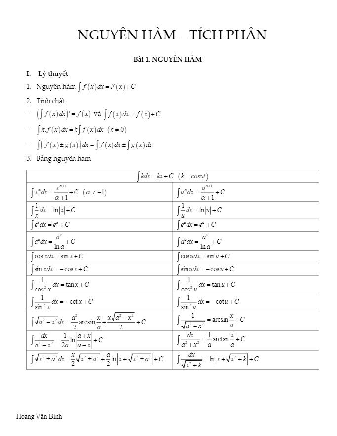 giải nhanh nguyên hàm, tích phân và ứng dụng bằng máy tính casio – hoàng văn bình