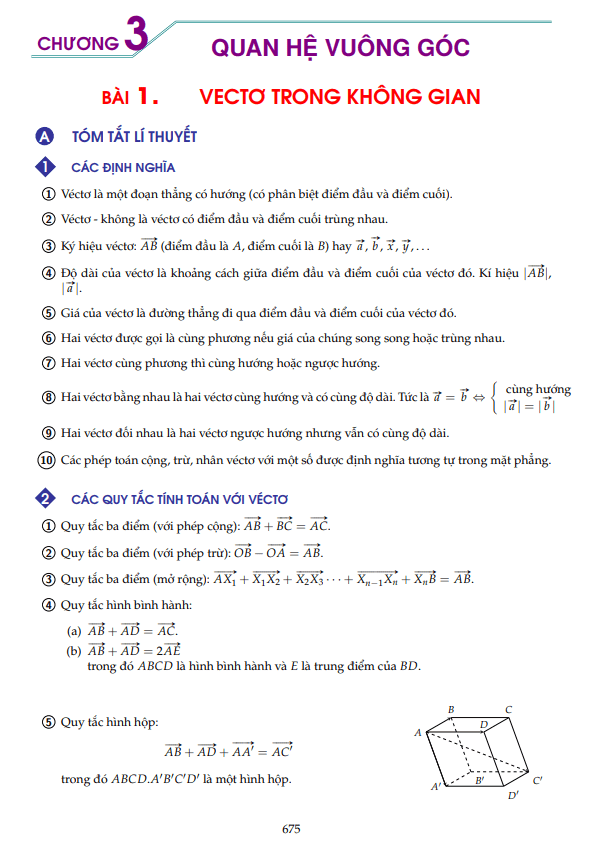 hướng dẫn giải các dạng toán vectơ trong không gian, quan hệ vuông góc