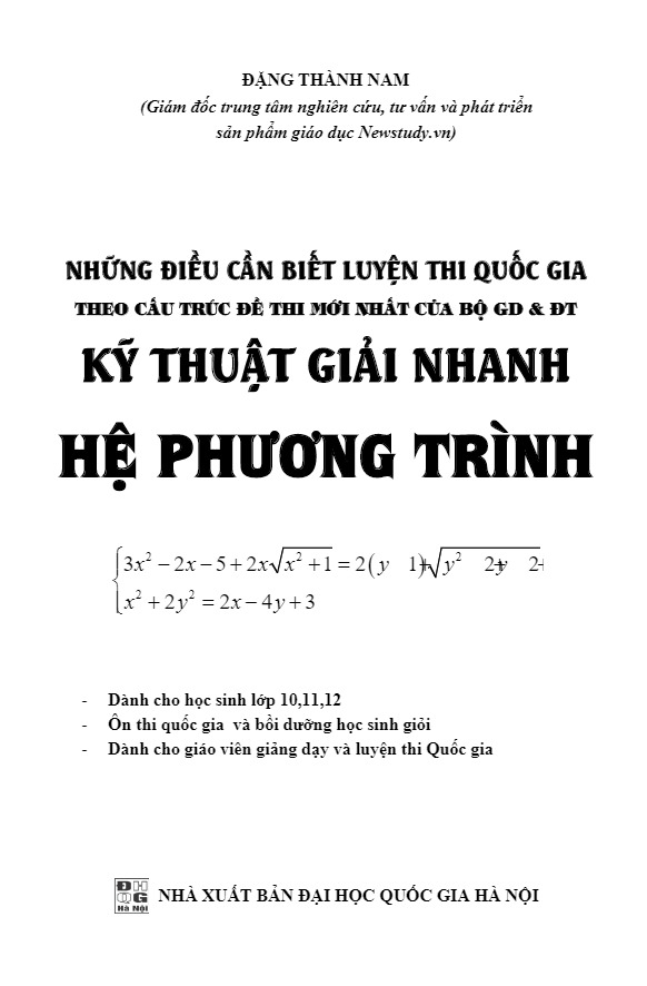 kỹ thuật giải nhanh hệ phương trình – đặng thành nam