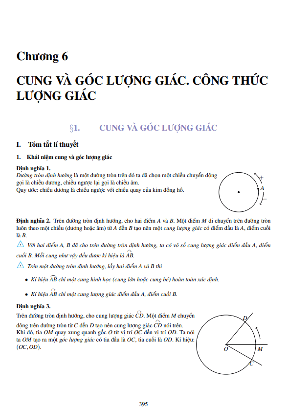 lý thuyết, các dạng toán và bài tập cung và góc lượng giác, công thức lượng giác