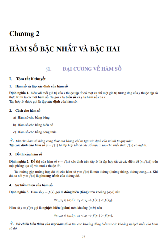 lý thuyết, các dạng toán và bài tập hàm số bậc nhất và bậc hai