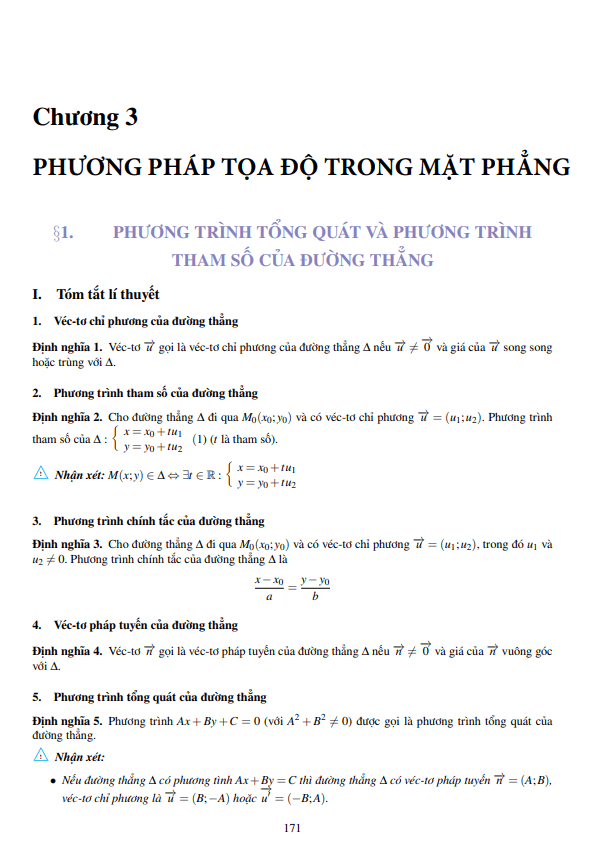 lý thuyết, các dạng toán và bài tập phương pháp tọa độ trong mặt phẳng