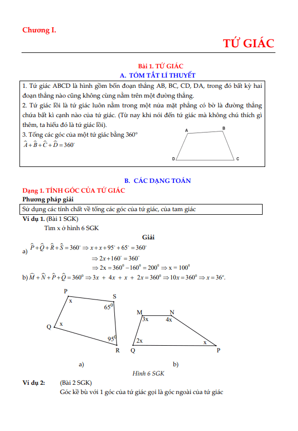lý thuyết, các dạng toán và bài tập tứ giác