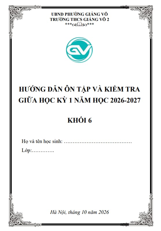 ôn tập giữa học kỳ 1 toán 6 năm 2026 – 2027 trường thcs giảng võ 2 – hà nội
