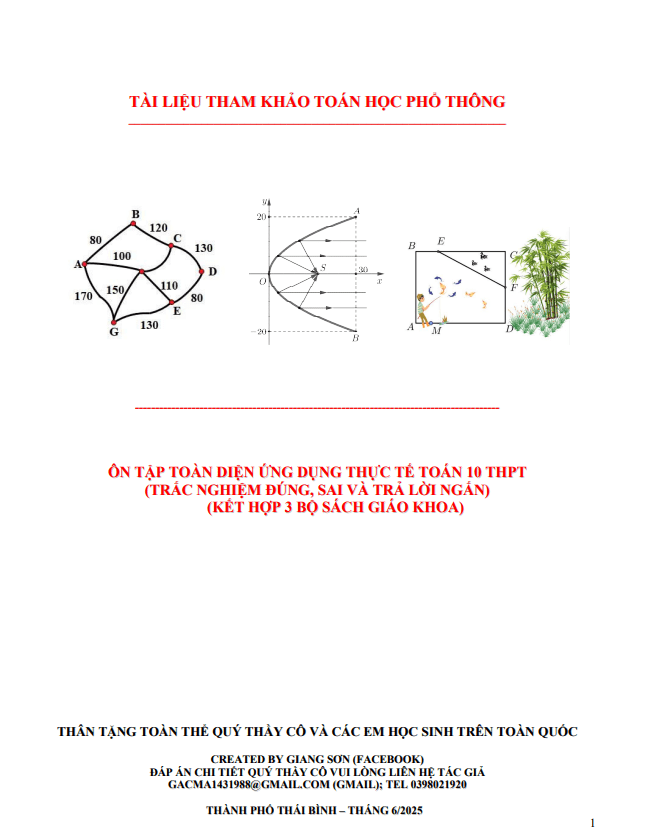 ôn tập toàn diện ứng dụng thực tế môn toán 10 thpt